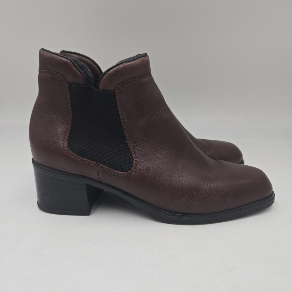 Rieker Chelsea Boots Women's 37 / 6.5 Brown Leather Comfort Block Heel Booties